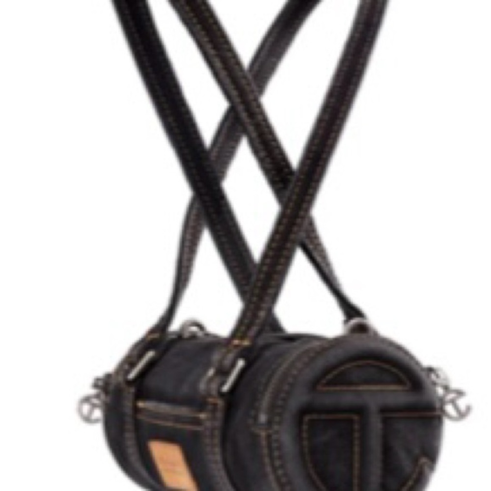 Telfar Black Denim Duffle Bag Small